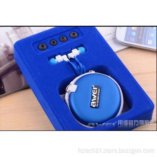 Awei ES-700i cellphone Blue earphones noise cancelling headsets with microphone For Iphone series,HTC,MI,Blackberry,Samsung